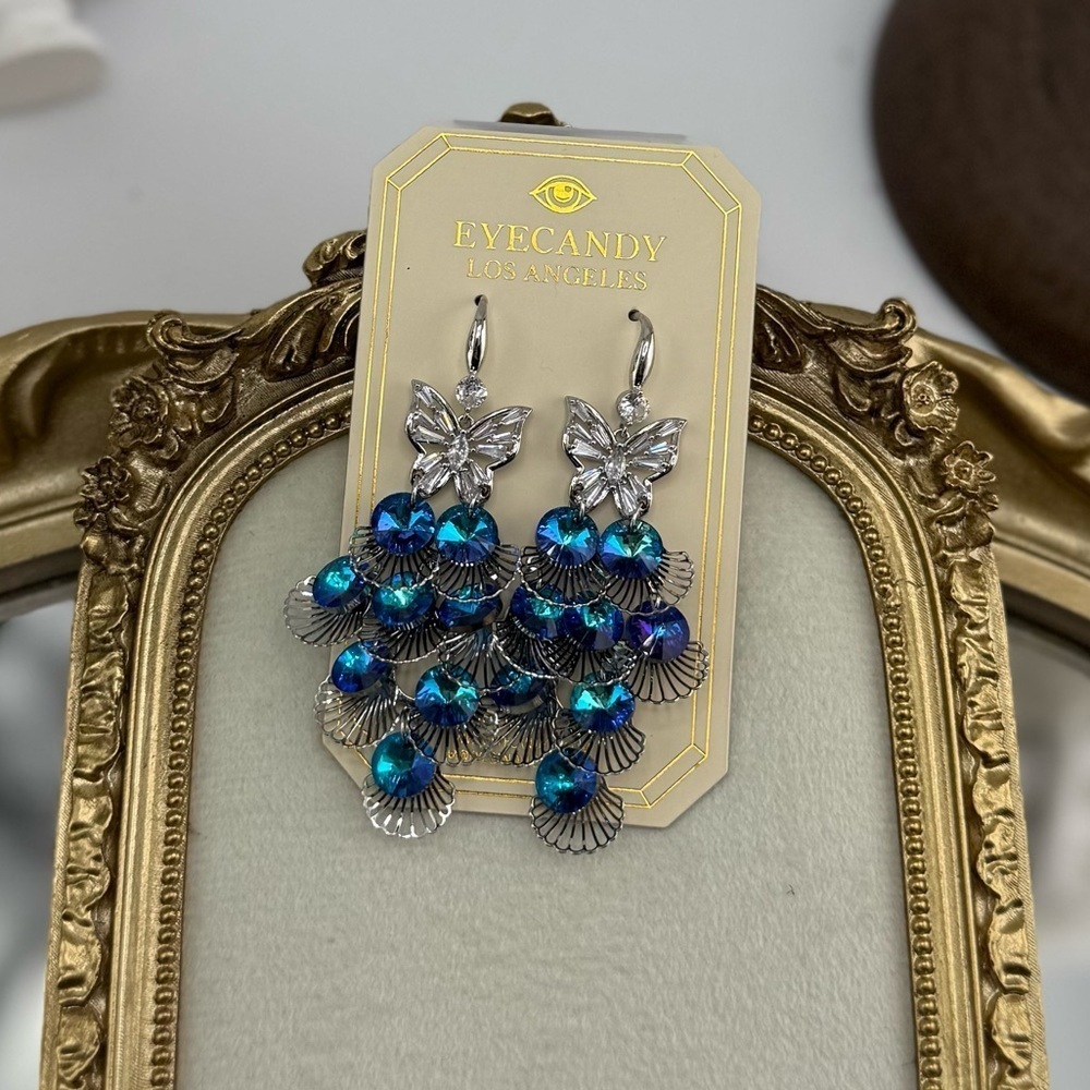 EyeCandy Los Angeles Statement Butterfly Earrings - Picture 3 of 9
